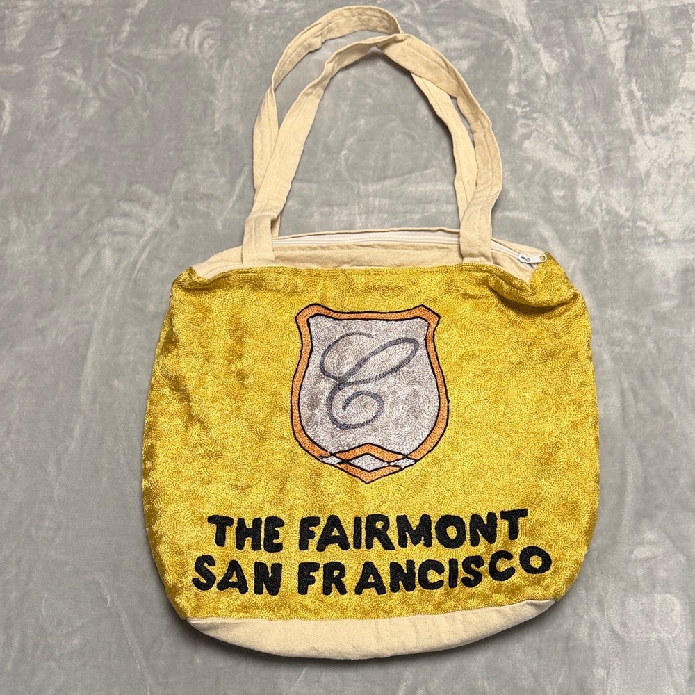 RARE Vintage The Fairmont San Francisco Embroidered Tote Bag